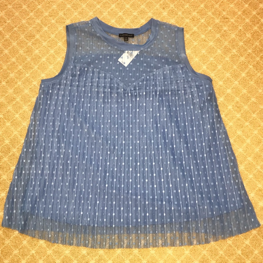 NWT Lane Bryant Illusion Dot Mesh Tank Blue 14/16